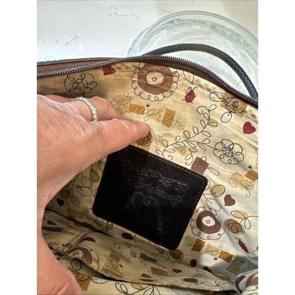 BRIGHTON Handbag Braided Leather Woven Straw Rafia Satchel Purse Heart Y2K - Picture 16 of 16